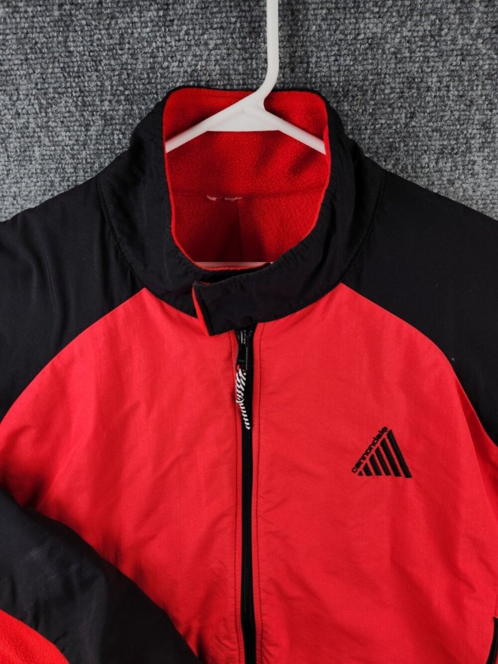 VTG Cannondale USA Made Red & Black Nylon Jacket Fleece Lined Full Zip Pockets